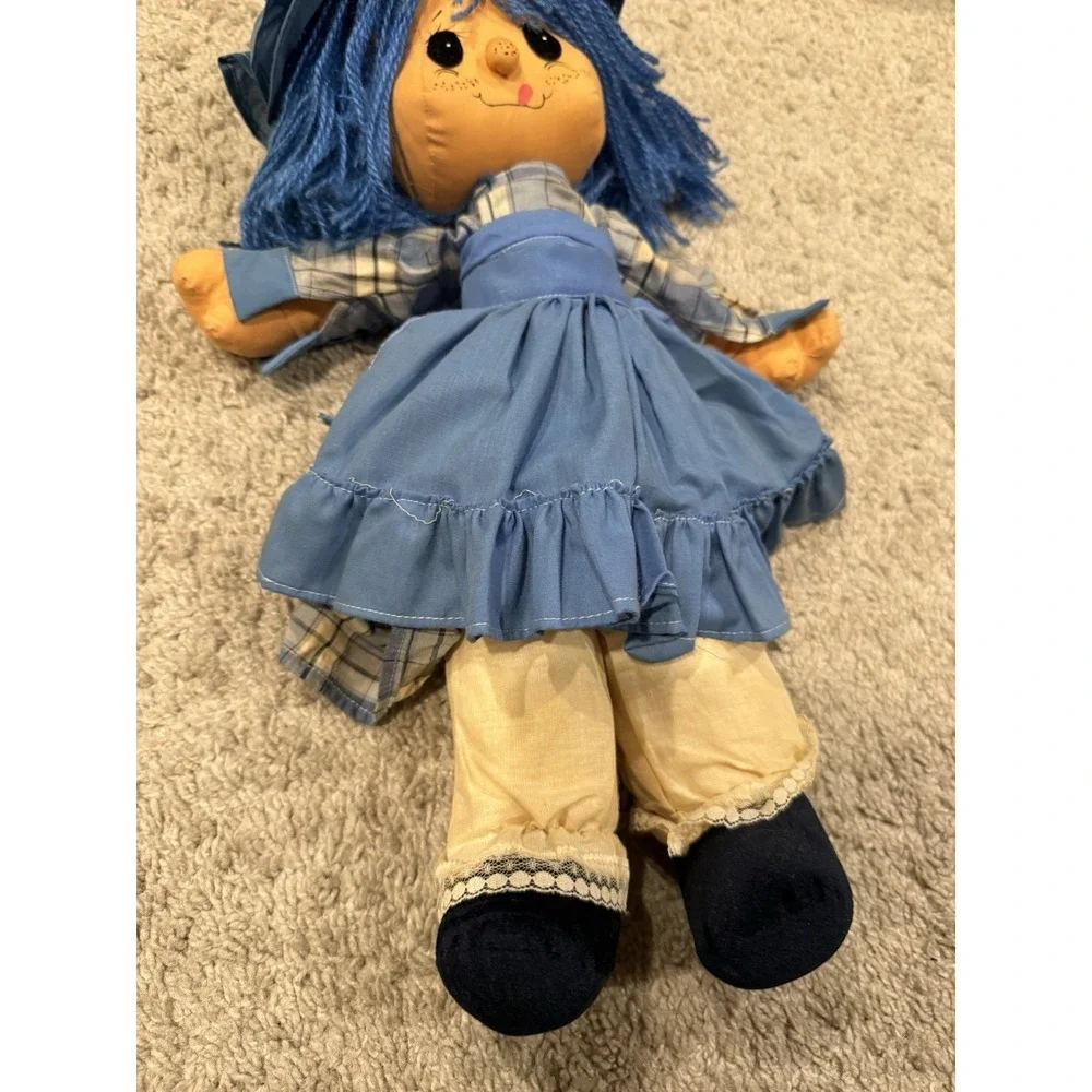 Handmade Rag Doll Blue Yarn Hair Dress Blueberry Muffin‎ Strawberry Shortcake - Picture 3 of 8
